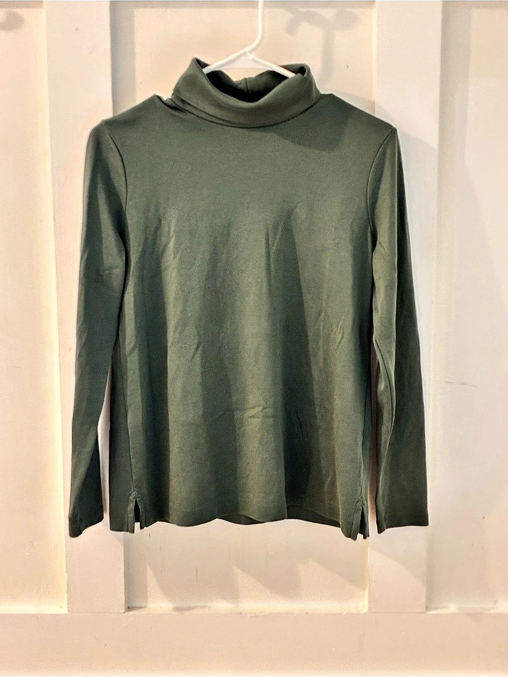 Lands' End Women's Long Sleeve Turtleneck Top Green Medium